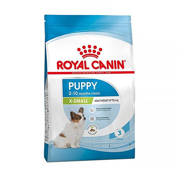 غذای خشک توله سگ نژاد کوچک رویال کنین ایکس اسمال پاپی  X-Small Puppy Royal cannin 1.5 kg